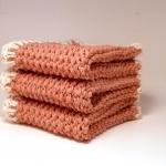 Dish Cloths 100% Cotton Crocheted Beige And White