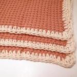 Dish Cloths 100% Cotton Crocheted Beige And White