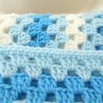 Granny Square Baby Blanket In Blue Ready To Ship