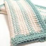 Dish Cloths 100% Cotton Off White And Turquoise